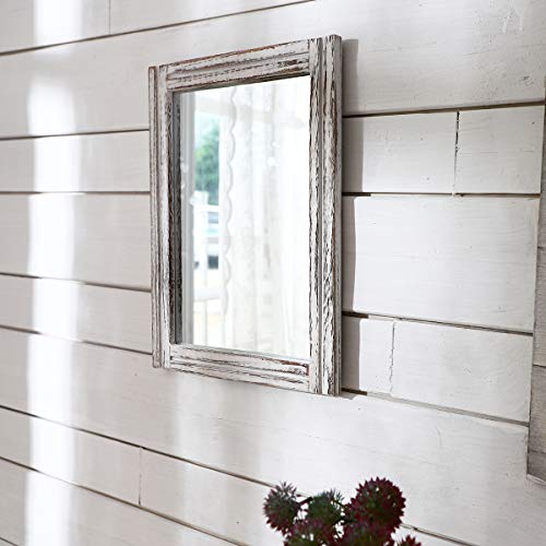 AAZZKANG Wood Mirror with Frame Rustic Wall Mirror Rectangle Decorative Farmhouse Bedroom Bathroom Hanging Mirror Home Wall Decor AAZZKANG