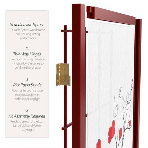 Red Lantern 6 ft. Tall Flower Blossom Divider - Rosewood - 3 Panels Red Lantern