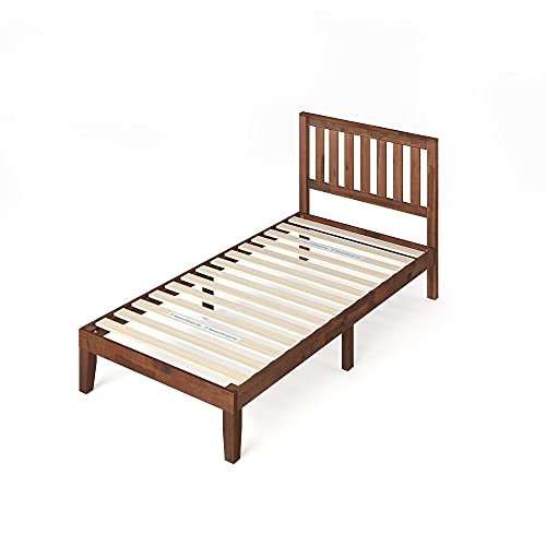 ZINUS Vivek Wood Platform Bed Frame with Headboard, Solid Wood Foundation with Wood Slat Support, No Box Spring Needed, Easy Assembly, Twin Zinus