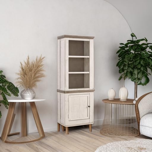 Signature Design by Ashley Havalance Farmhouse Left Pier Cabinet, Modern Bookcase, Vintage White Signature Design by Ashley