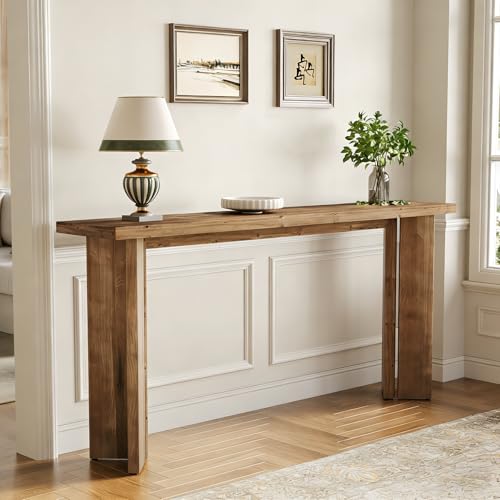 TRIBEWOOD Solid Wood Console Table, 70.9-Inch Extra Long Sofa Table Behind The Couch, Farmhouse Wooden Entryway Furniture with Sturdy Legs, for Living Room, Hallway, Foyer, Rustic Brown TRIBEWOOD