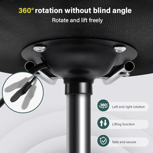 BFTOU White Square Swivel Stool with Wheel for Work SPA Shop Massage Height-Adjustable and Cost-Effective Rolling Stool Chair with Back BFTOU