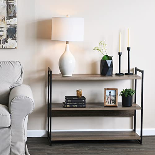 Household Essentials Ashwood 3 Tier Storage Shelf with Metal, Grey Shelves – Black Frame Household Essentials