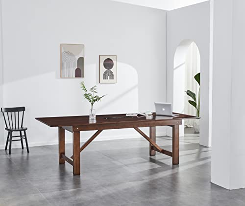 woJKod Pine Wood 8FT Table Rectangular, Kitchen Dining Table, Modern Conference Desk Table for Office-Bouns Socket/Console woJKod