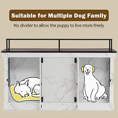 MCombo Large Dog Crate Furniture TV Stand, Wooden Dog Kennel with Double Doors, Indoor Furniture Style Dog Crate House End Table, 1861 (White) MCombo