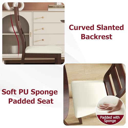 Tangkula Compact Dining Table Set for 2, Wooden Round Kitchen Table & 2 Chairs with Cushioned Seats, 3-Piece Dining Set for Small Spaces, Kitchen, Living Room Tangkula