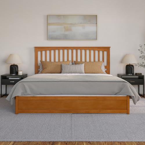 AFI, Everett King Platform Bed with Panel Footboard and Twin XL Trundle, Light Toffee AFI
