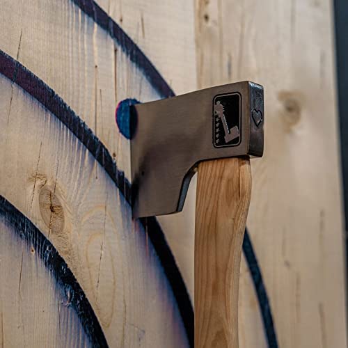 Queen of Hearts Throwing Axe: World Axe Throwing League Premium Competition Throwing Axe, WATL Throwing Hatchet with Round Hickory Wooden Handle (Round Handle) WATL