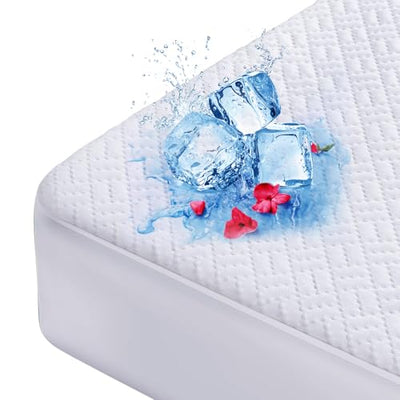 Cooling Waterproof Mattress Protector Full Size, Mattress Cover 3D Air Fabric Mattress Pad Cover Smooth Soft Breathable Noiseless, 8''-21'' Deep Pocket