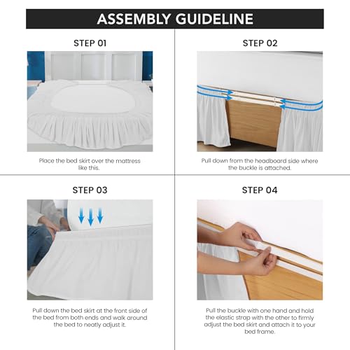 Utopia Bedding Full Elastic Bed Ruffle - Easy Wrap Around Ruffle - Microfiber Bed Skirt with Adjustable Elastic Belt 16 Inch Tailored Drop - Hotel Quality Bedskirt, Fade Resistant (Full, White) Utopia Bedding