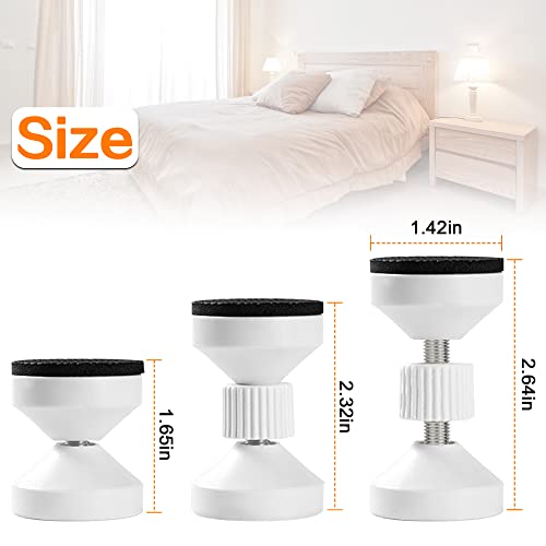 cosbur 4 Pack Adjustable Threaded Headboard Stoppers, Bed Frame Anti-Shake Tools, Headboard Bumper, Bedside Headboards Prevent Loosening Anti-Shake Fixer, Bed Accessories(1.8-2.5in)(White) cosbur