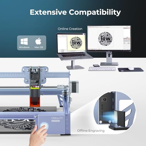 Creality Falcon Laser Engraver 10W, 0.06mm High Accuracy Laser Engraving Machines, 72W Laser Engraver and Cutter Machine for Wood, Metal, Acrylic, Glass, Leather, 15.7"×16.3" Workspace CREALITY FALCON