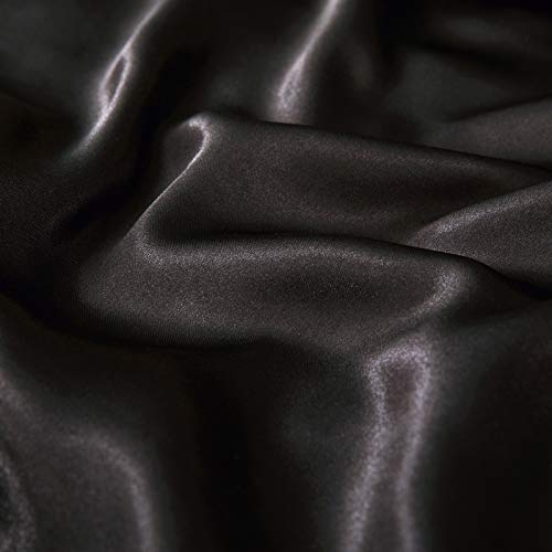 P Pothuiny Satin Duvet Cover Full/Queen, Single Soft Duvet Cover Only, Luxury Silky Like Black Duvet Cover 90" x 90" Sold Separately - Zipper Closure & Corner Ties P Pothuiny