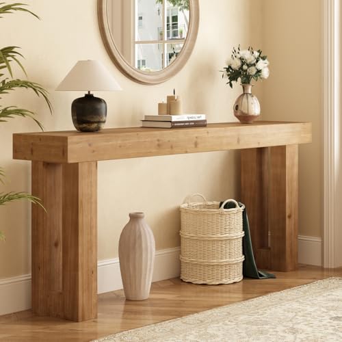 HOKYHOKY Solid Wood Entryway Table, 70-Inch Long Farmhouse Console Tables, Rectangular Behind Couch Table, Wooden Sofa Tables for Hallway, Entrance, Foyer, Living Room HOKYHOKY