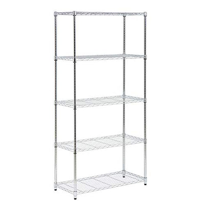 Honey-Can-Do 5-Tier Adjustable Shelving Unit, Chrome SHF-09685 Chrome, 1750lbs (350-lb Weight Capacity Per Shelf)
