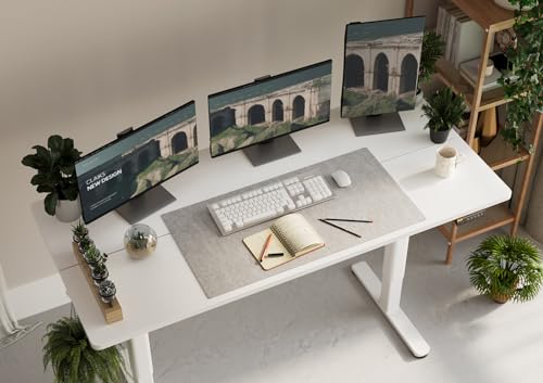 Claiks Electric Standing Desk, Adjustable Height Stand up Desk, 55x24 Inches Sit Stand Home Office Desk with Splice Board, White Frame/White Top Claiks