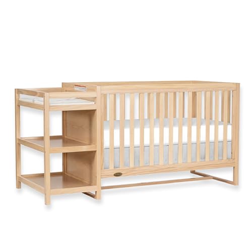 Dream On Me Milo 5-in-1 Convertible Crib and Changing Table with Free Changing Pad in Vintage White Oak, 3 Mattress Height Settings, Non-Toxic Finishes, Pinewood Dream On Me