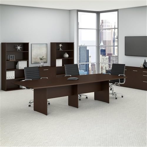 Pemberly Row Boat Shaped Conference Table with Wood Base in Cherry Pemberly Row
