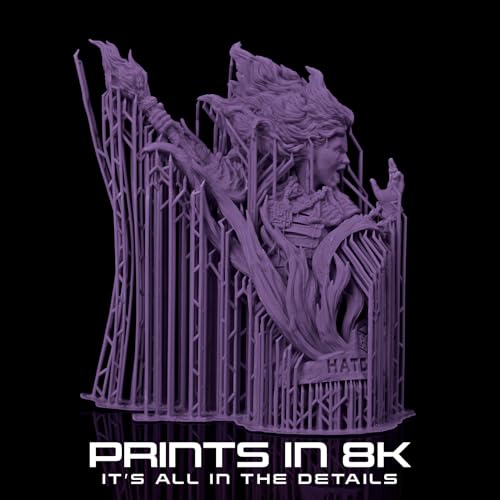HATCHBOX 8K 3D Printer Resin Pro, High Precision Low Odor UV Curing 405nm Photopolymer 3D Printing Resin Liquid for LCD DLP Printing, 1000g Purple HATCHBOX