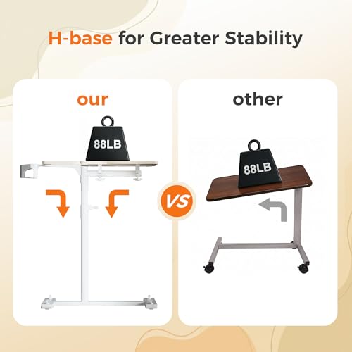 Aothia Small Standing Desk Rolling Table Adjustable Height, Laptop Mobile Stand with Wheels, Overbed Table, Portable Computer Workstation with Tiltable Desktop for Teacher Classroom Home Office, Oak Aothia