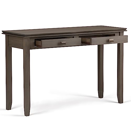SIMPLIHOME Artisan SOLID WOOD 46 inch Wide Console Sofa Entryway Table in Farmhouse Grey with Storage, 2 Drawers, for the Living Room, Entryway and SIMPLIHOME