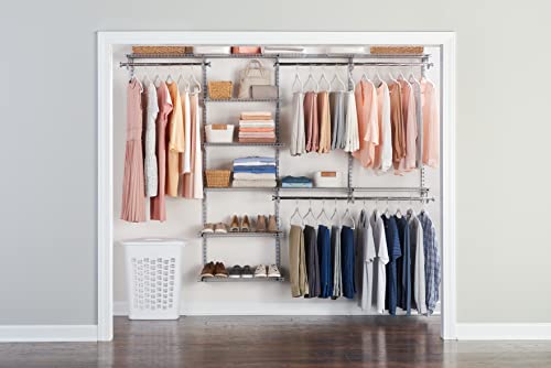Rubbermaid Configurations Deluxe Custom Closet Kit, 4-8 Ft. Adjustable Metal Wire Shelving, Titanium Finish, Expandable Organization System, Hardware Included, for Home Closet/Pantry/Laundry/Mudroom Rubbermaid