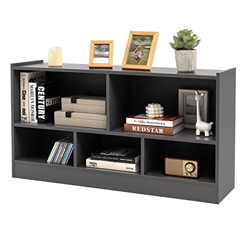 Tangkula 5-Cube Grey Open Bookshelf - Versatile 2-Tier Wooden Storage for Home and Kids Tangkula