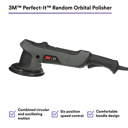 3M Perfect-It Random Orbital Polisher, 34101, 21mm, 120V/60Hz Variable Speed Control for Automotive Refinishing, Refining, Polishing 3M