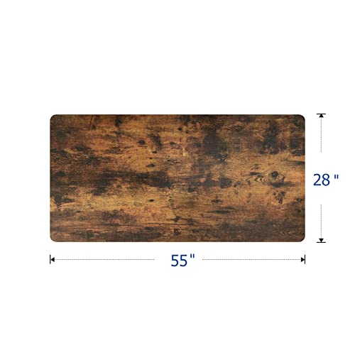 FLEXISPOT EN1 Electric Stand Up Desk 55 x 28 Inches Whole-Piece Desktop Ergonomic Memory Controller Height Adjustable Standing Desk (Black Frame + 55" Rustic Brown Desktop, 2 Packages) FLEXISPOT