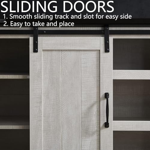 FAVSH Farmhouse TV Stand for 65 inch Television Stand, Entertainment Center with Storage Cabinet and Sliding Barn Doors & Adjustable Shelves, Rustic Media Console Table for Living Room FAVSH