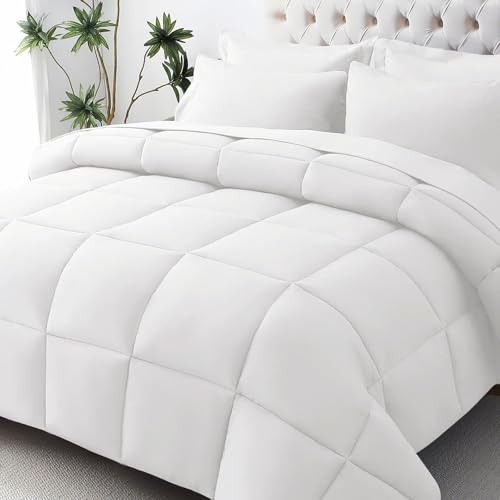 JOLLYVOGUE Twin Comforter Set, Ultra-Soft Bed in a Bag Twin Size 5 Pieces, Oeko-TEX Certified Bedding Set with Down Alternative Comforter, Sheets, Pillowcases & Shams, White JOLLYVOGUE