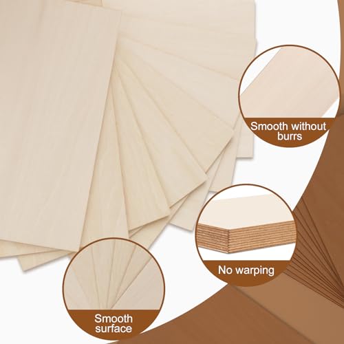 24Pack Basswood Sheets 4x6x1/16 Inch, Basswood for Laser Cutting & Engraving, Thin Plywood Wood Sheets Unfinished Wood for Crafts, DIY Architectural Models, Wood Burning and Painting. VKIZA