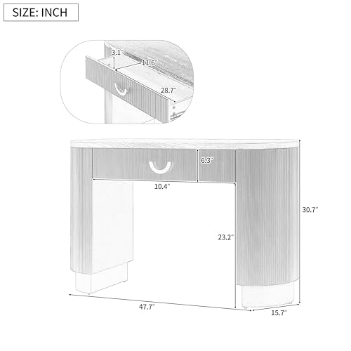 Merax Modern Vertical Ribbed Console Table with Functional Storage Drawer & Column Legs, Entryway Hallway Sofatable for Living Room, Black Merax