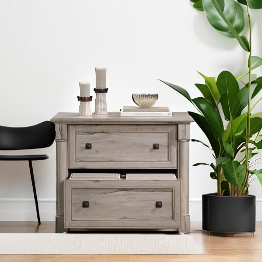 Sauder Palladia 2 Drawer File Cabinet, Lateral Filing Cabinets for Home Office, Hanging File Folders Organizer, Interlocking Drawers, in Split Oak Finish Sauder