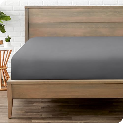 Bare Home Fitted Bottom Sheet Twin Extra Long - Premium 1800 Microfiber - Ultra-Soft Wrinkle Free - Deep Pocket - Twin XL Fitted Sheet (Twin XL, Grey) Bare Home