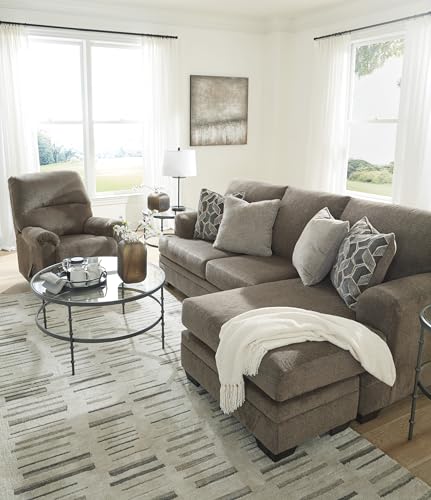 Signature Design by Ashley Stonemeade Casual Right-Arm Facing Sofa Chaise with 4 Toss Pillows, Dark Brown Signature Design by Ashley