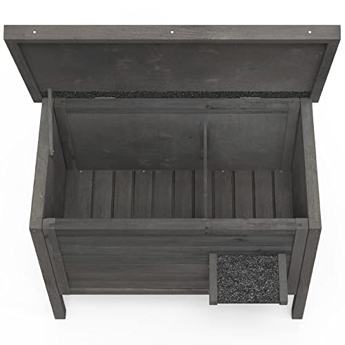 GDLF Outdoor Cat House Feral Cat Enclosure 100% Insulated All-Round Foam Weatherproof Solid Wood Large Size for Multiple Cats 34.5" L*21.5" W*27.2" H GDLF