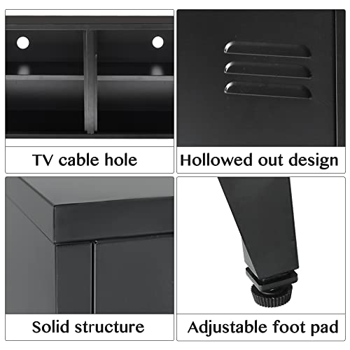 HOPUBUY Metal Storage Cabinet, Black Locker Cabinet with 2 Doors, Steel Storage Cabinet with Removable Shelves for Bedroom Home, Garage, Office HOPUBUY