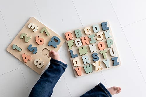 Pearhead Wooden Alphabet Puzzle, Easter Basket Stuffers Toddler Boys and Girls, Colorful ABC Letters, Interactive Learning Board Educational Toy, Baby and Toddler Ages 1+ Years Pearhead