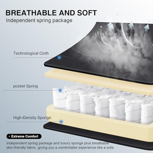 GTPLAYER Gaming Chair, Computer Office Chair with Pocket Spring Cushion, Linkage Armrests and Footrest, High Back Ergonomic Computer Chair with Lumbar Support Task Chair with Footrest(Black) GTPLAYER