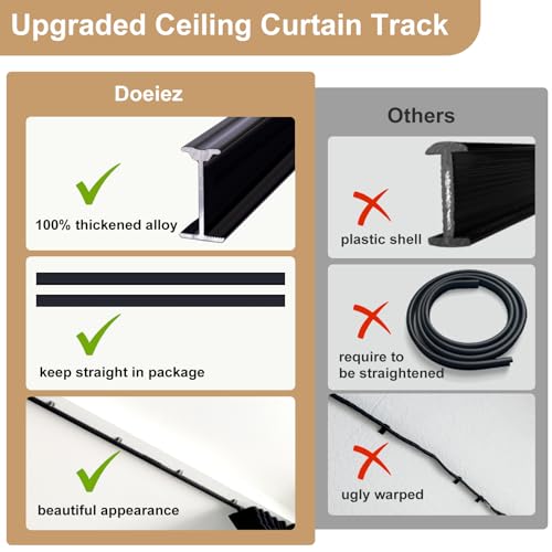 Doeiez Room Divider Blackout Curtains Flexible Sliding Tracks Sets Ceiling Mounted Rod Window Curtain Privacy Separation for Bedroom Living Rooms,1 Panel Khaki Drape and Black Track Set-W72xH84 in Doeiez