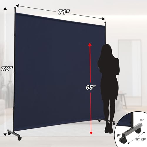 SIMFLAG 6FT Single Panel Room Divider with Wheels,Rolling Fabric Room Dividers for Partition Privacy Screens,Freestanding Wall Divider for Home Office,Restaurant,Hospital(Blue) SIMFLAG