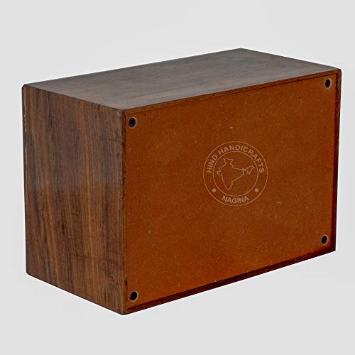 HIND HANDICRAFTS Rosewood Top Engraved Wooden Cremation Urns for Human Ashes Adult - Handcrafted Funeral Memorial Ashes Urn - Large Columbarium Urn Hind Handicrafts
