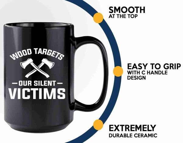 Axe Throw Coffee Mug 15oz Black -Wood targets - Sport Game Tomahawk Target Throwing wooden Competition Hunting Luxe Gifting