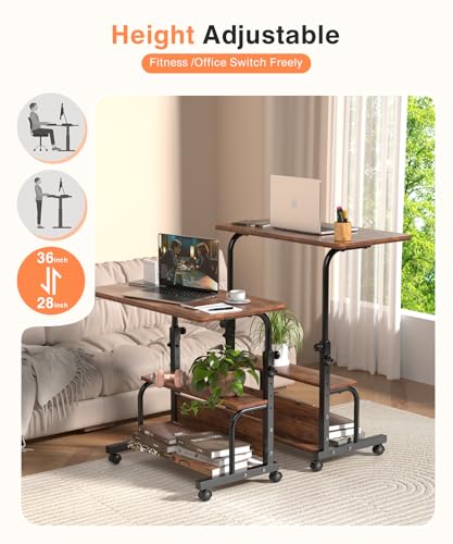 QZMDSM Laptop Desk Adjustable Desk Small Standing Desk Home Office Desks for Small Spaces Portable Desks Table for Bedrooms,Mobile Rolling Computer Work Desks on Wheels QZMDSM