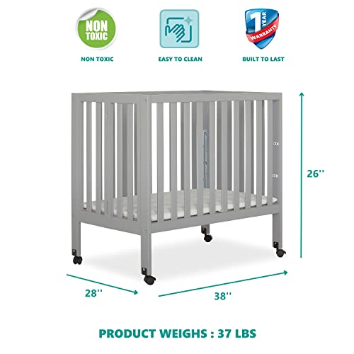 Dream On Me Jett Non-Full Size Folding Convertible Crib, Lightweight Portable Crib, Three Adjustable Mattress Height Settings, Easy to Fold Travel Crib, 1.5” Mattress Pad Included Dream On Me