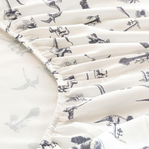 Jessrydo Full Sheet Set Kids Deep Pocket Full Sheets Soft Cute Bed Sheets 4 Pieces Full Bed Sheets Kids Boys Girls Dinosaur Pattern Printed Set with 1 Flat Sheet, 1 Fitted Sheet, 2 Pillowcases Jessrydo