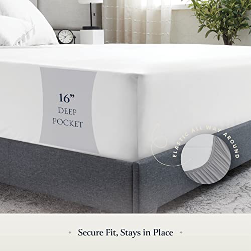 BELADOR Silky Soft King White Sheet Set -Luxury 6 Piece Bed Sheets for King Size Bed, Secure-Fit Deep Pocket Sheets with Elastic, Breathable Hotel Sheets & Pillowcase Set, Wrinkle Free Oeko-Tex Sheet