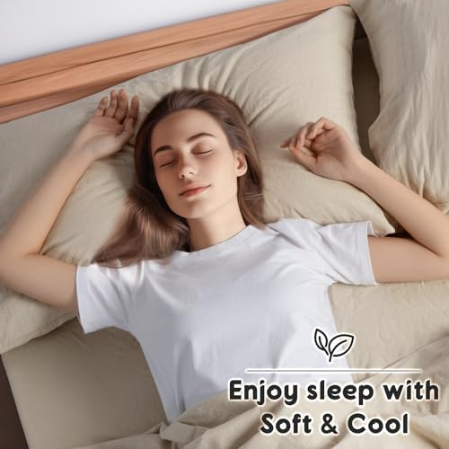SONORO KATE 100% French Pure Linen Queen Size Sheets, Breathable and Durable Linen Bed Sheets, Anti-Tear, Machine Washable, 16 Inch Deep Pocket - 4 Piece (Natural Linen) SONORO KATE