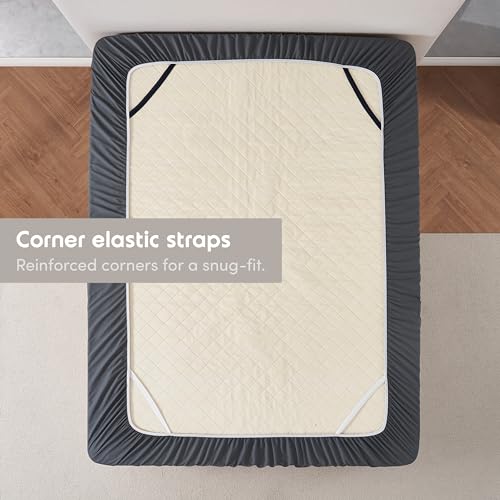 Nestl Dark Grey Extra Deep Pocket Fitted Sheet Queen, Hotel Luxury Queen Fitted Sheet Only Easily Fits 18 to 24 Inch Mattress, Super Soft, Wrinkle-free, and Breathable Bottom Sheets with Corner Straps Nestl